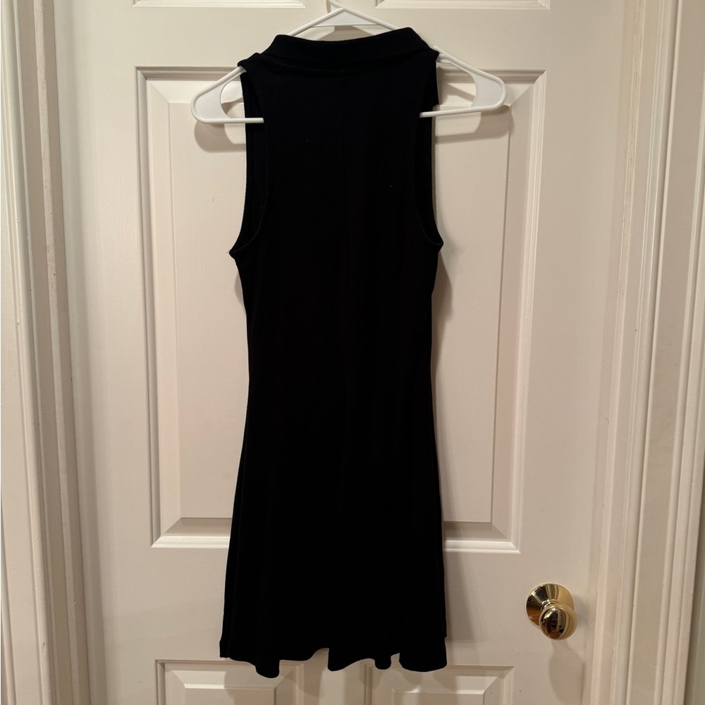 Zara Lapel Collared Ribbed Black Dress - Picture 7 of 7